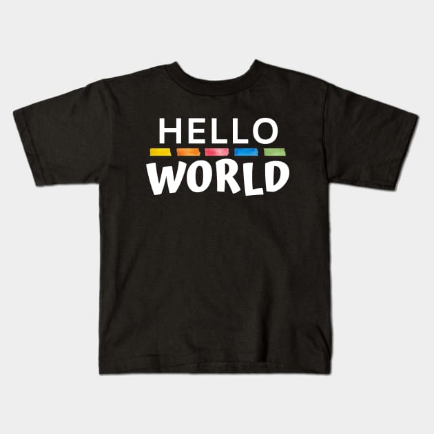 Hello World WP Joke (white) Kids T-Shirt by Mey Designs